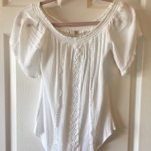 GIANNI BINI WHITE CROCHET DETAIL OFF THE SHOULDER